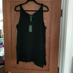 Ralph Lauren black sleeveless crochet  top NWT